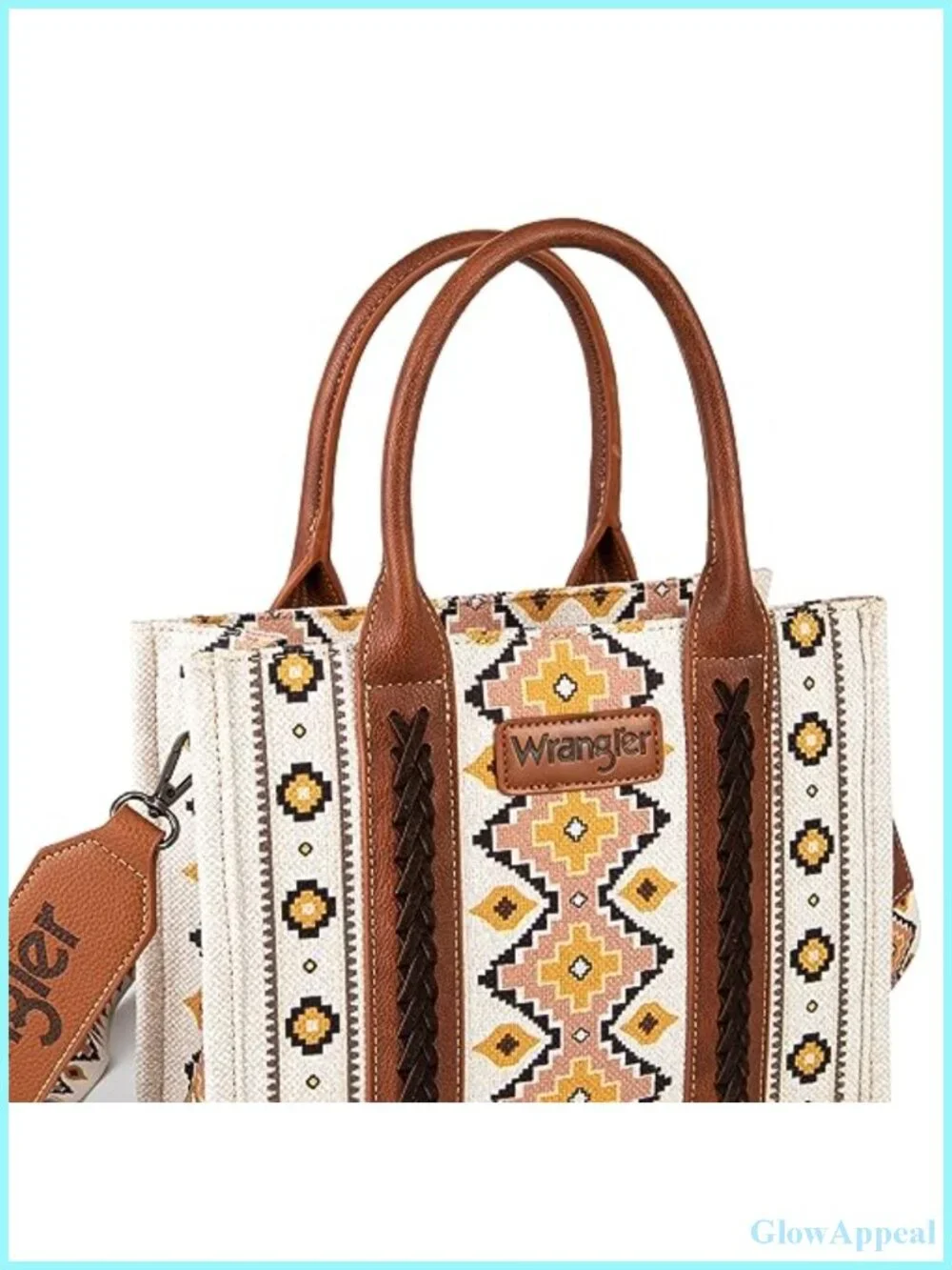 Wrangler Women's Aztec Hobo Tote Bag Canvas Shoulder Purse with Guitar Strap